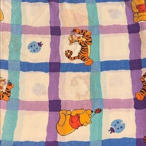 Disney Vintage Tigger and Pooh Checkered Blanket - Purple and Blue